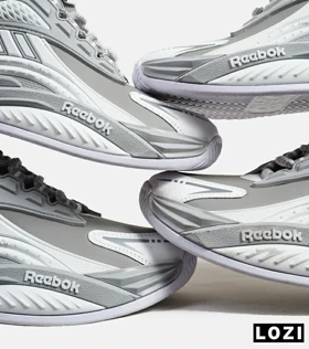 کفش کتانی ساق‌دار طوسی سفید Reebok Shaq Attaq