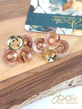 گوشواره استیل - میناکاری مدل گلگون کد E1243 (قهوه ای)