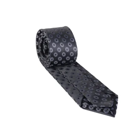 ست کراوات و دستمال جیب مشکی طوسی 98133