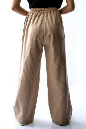 شلوار لینن دمپا گشاد کمرکش زنانه