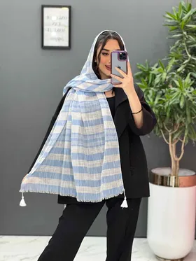 شال لینن طرح راه راه درشت