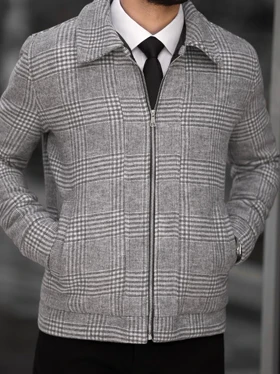 کاپشن چهارخونه طوسی کد j154