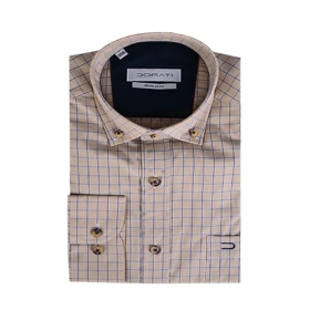 پیراهن مردانه رسمی چهارخونه بژ