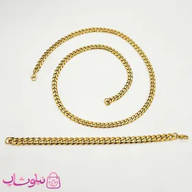 ست دستبند و گردنبند مردانه کارتیه مدل استیل گلد