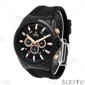 ساعت داتیس مردانه سه موتوره بند رابر مشکی 106921