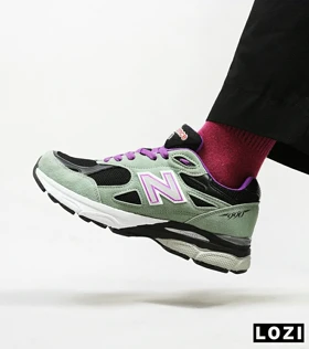 کفش کتانی سبز مشکی بنفش NEW BALANCE 990