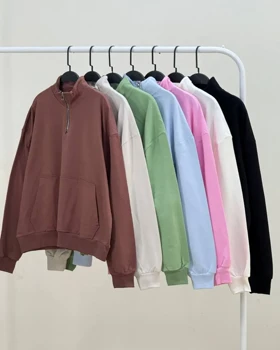 سویشرت نیم زیپ ساده