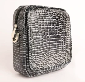 کیف چرم طبیعی کایسر طوسی کروکدیل