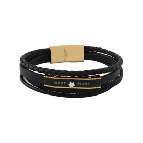 دستبند مردانه مدل دو لاین چرم