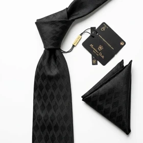 کراوات و پوشت دستدوز طرح اشک برند Massimo Dutti (مشکی)
