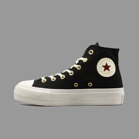 کانورس پلتفرم مشکی قلبی ساق‌دار Converse Platform Hearts Black Hightop