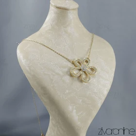 پلاک و زنجیر زنانه مدل گل پنچ پر طلایی 50036