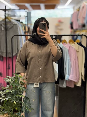 شومیز باکسی سیلک پری -2181 (موکا)