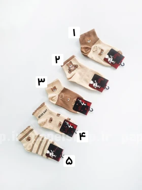 جوراب نیم ساق نخ پنبه طرح خرس