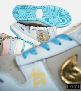 کفش کتانی مردانه و زنانه آبی طوسی طلایی نایک NIKE Dunk Low Remastered