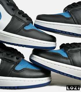 کفش کتانی مردانه و زنانه مشکی آبی سفید NIKE jordan 1