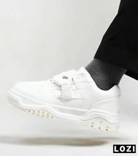 کفش کتانی بگ دار مردانه سفید شیری BERSHKA