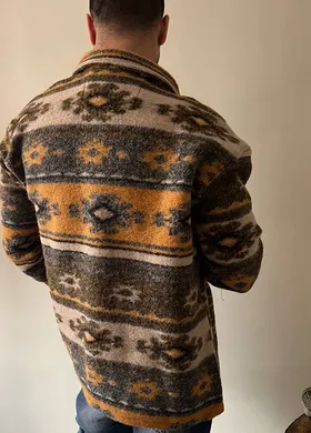 کت پشمی دو جیب چریکی زرد