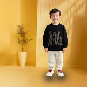 بلوز پاییزه بچه گانه طرح نمایشی NOT ALL STORMS وارداتی