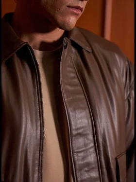 جکت چرمی / رنگ قهوه ای تیره / برند NEGRO ترکیه