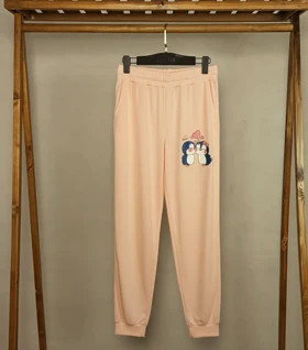 شلوار راحتی چاپ پنگوئن (KA-1-1961) (گلبهی)