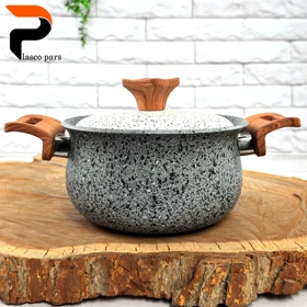 قابلمه 16 دسته چوبی گرانیتی طوسی سفید هاناتک