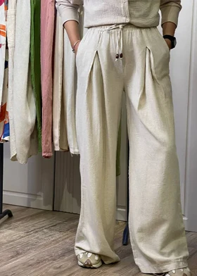 شلوار لینن بگ کرم