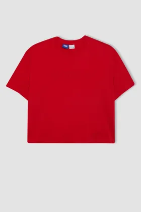 تیشرت آستین کوتاه با چاپ یقه دوزی DeFactoFit NBA Chicago Bulls Oversize Fit Crew B9954AX24SM