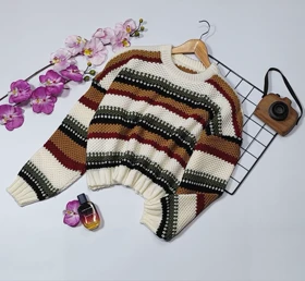 بلوز بافت راه راه درشت 40176