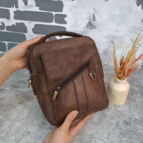 کیف دوشی مردانه چرم طبیعی پتینه