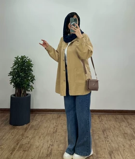 مانتو کتان کاغذی بغل دکمه