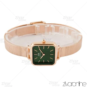 ساعت دنیل ولینگتون زنانه کوادرو رزگلد صفحه سبز 104199