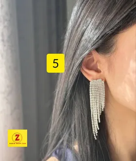 گوشواره بلند جواهری نگینی زنانه