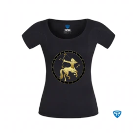 تیشرت ضدتعریق زنانه مشکی نماد متولدین آذر ماه