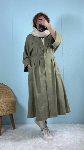 مانتو ساحلی دو جیب 44280