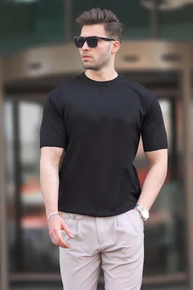 تیشرت مردانه یقه اصلی Black Crew 6883