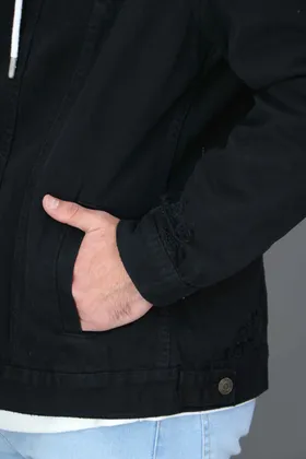 کت جین مشکی زاپ‌دار DENIM