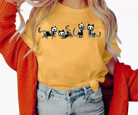 تیشرت زنانه نخ پنبه طرح گربه