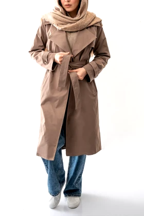 بارانی بلند کمربند دار زنانه