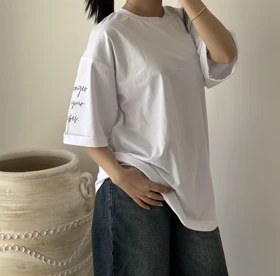 تیشرت لانگ فونتی سفید هیمه استایلیش