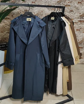 بارانی بلند مدل دینا کد 40231 (سورمه ای)