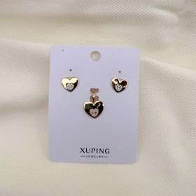 نیم ست قلب تخت نگین‌دار ژوپینگ بدون زنجیر