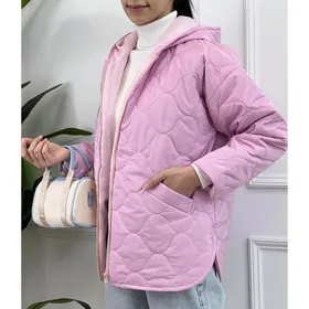 کاپشن کلاهدار پینکی