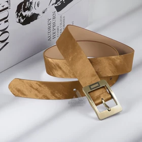 کمربند زنانه پهن Leather Belt BL193 (قهوهای)