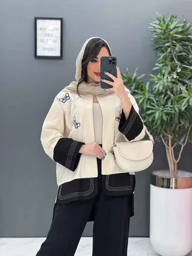 مانتو لینن نچرال طرح پروانه