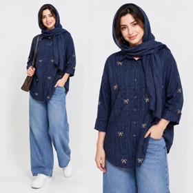 شومیز زنانه گلدوزی پاپیون