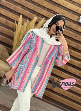 مانتو کتی راه راه یقه آمریکایی