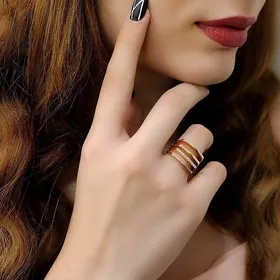 انگشتر خطی نگین‌دار ژوپینگ کد 206