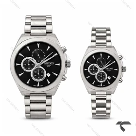 ساعت ست عروس دامادی سیکو رفرنس 31696 کورنوگراف سیلور صفحه مشکی Seiko-11469-S