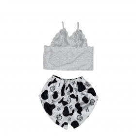 ست نیمتنه گیپور و شلوارک طرح پوست گاوی مدل 123